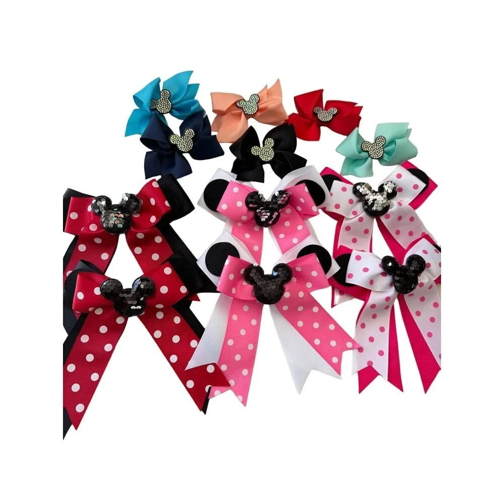 Set of 19 Mickey/Minnie Mouse Bows small and large Disney Fun‎